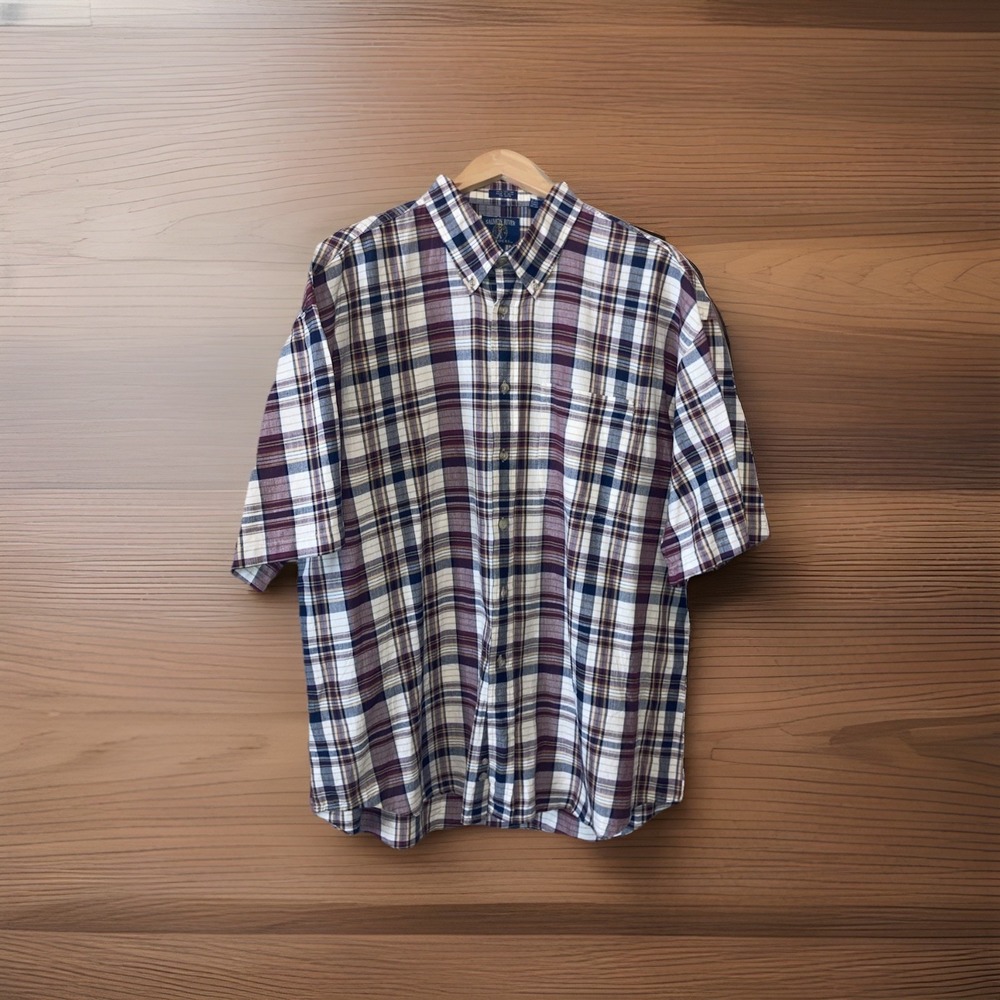 Salmon River Traders  Shirt Men's XL Check Short Sleeve Button Down 100% Cotton